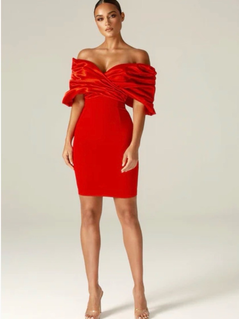 One-Shoulder Red Draped Cocktail Dress